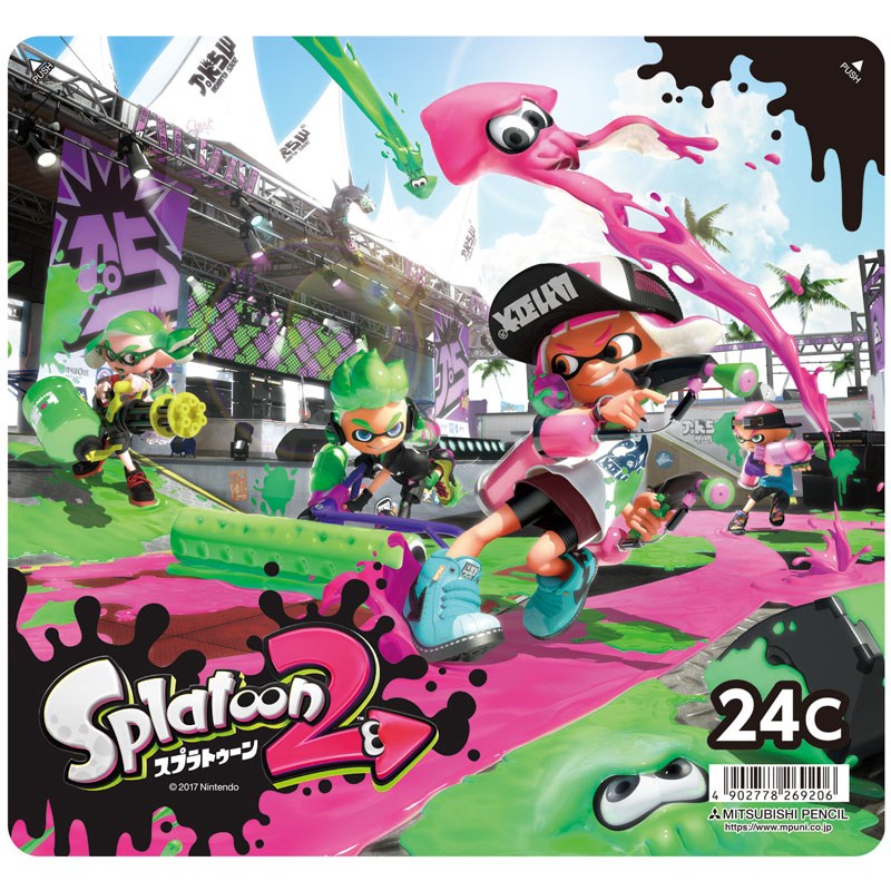 三菱鉛筆 スプラトゥーン2 色鉛筆 24色 0級 21年 新入学 名入れ無料 祝い 日本製 ギフト プレゼント キャラクター ステーショナリー キャラクター別3 スプラトゥーン 文房具を贈り物に 文具の森 大人の文具ギフト館