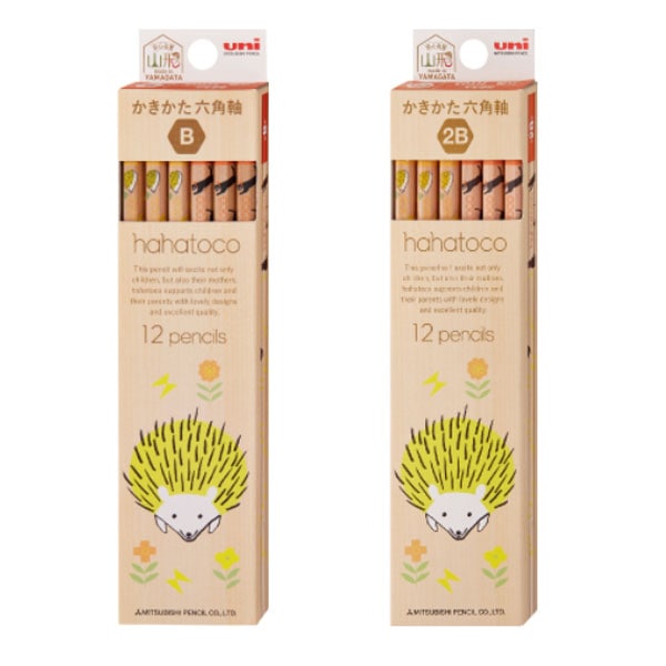 三菱鉛筆 hahatoco六角鉛筆 ハリネズミ&猫 ダース 卒園記念品 卒業記念品 名入れ無料 北欧テイストのシンプル&ナチュラルなデザイン ギフト プレゼント