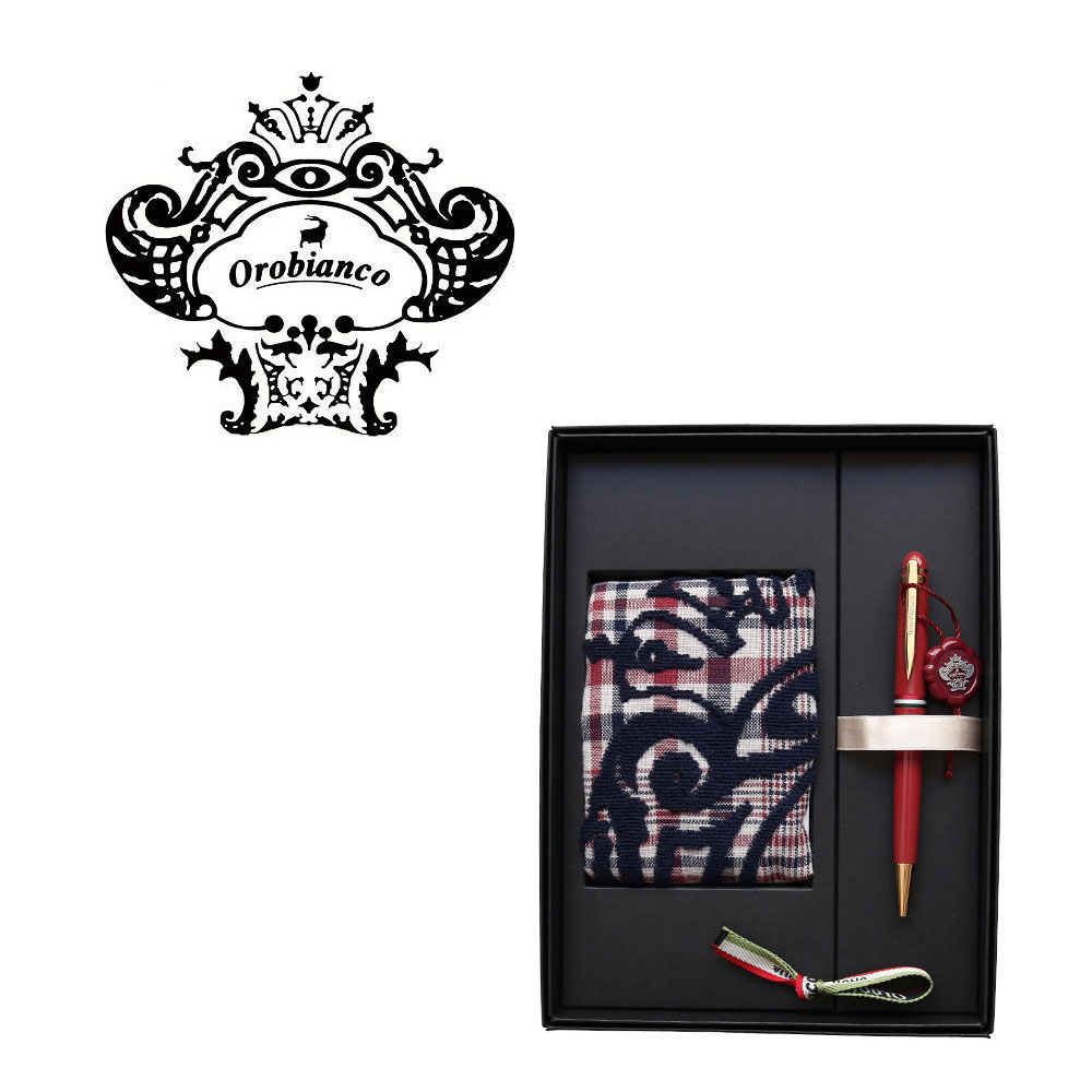 Orobianco forte オロビアンコ フォルテ ギフトセット エンパシーレッド ハンドタオル ボールペン 回転式 イタリア 真鍮 プレゼント ギフト 名入れ お祝い 父の日