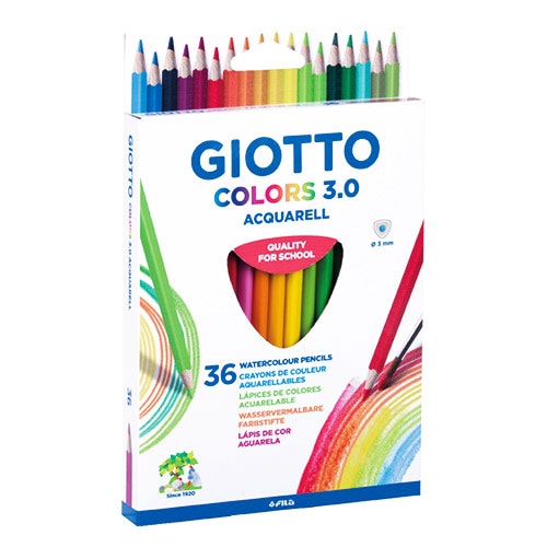 FILA GIOTTO アクェレル 水彩色鉛筆 36色 三角軸 名入れ無料 イタリア キッズ プレゼント