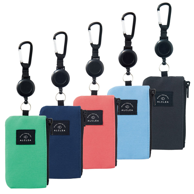 LIHIT LAB ＡＬＣＬＥＡ パス＆キーケース 抗菌・抗ウイルス素材 感染予防 リール付き 清潔 IDケース カギ入れ ミニポーチ