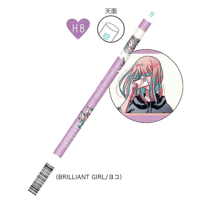 カミオジャパン ジブンマニア マット軸鉛筆 HB BRILLIANT GIRL 丸軸 エモい女の子 グッズ イチオシ プレゼント 女子文具 雑貨 日本製