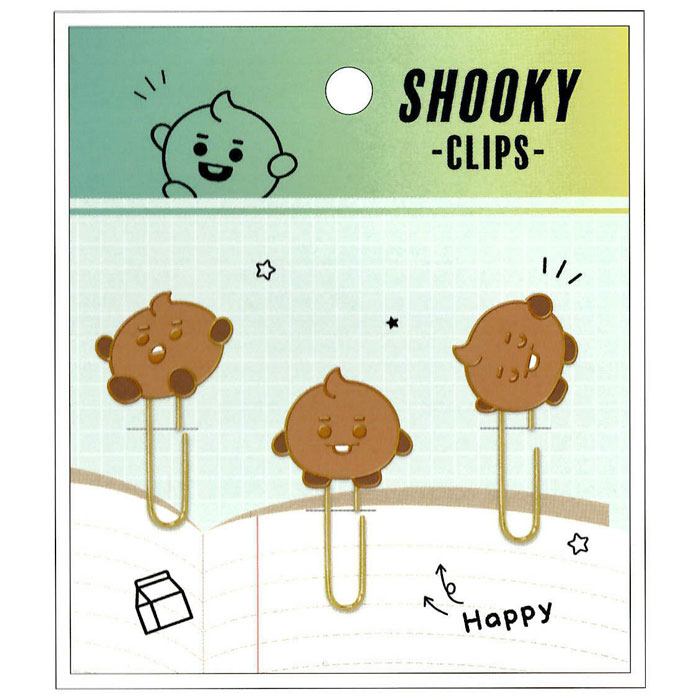 カミオジャパン BT21 SHOOKY LINE FRIENDS キャラクターマスコット付きクリップ ブックマーク