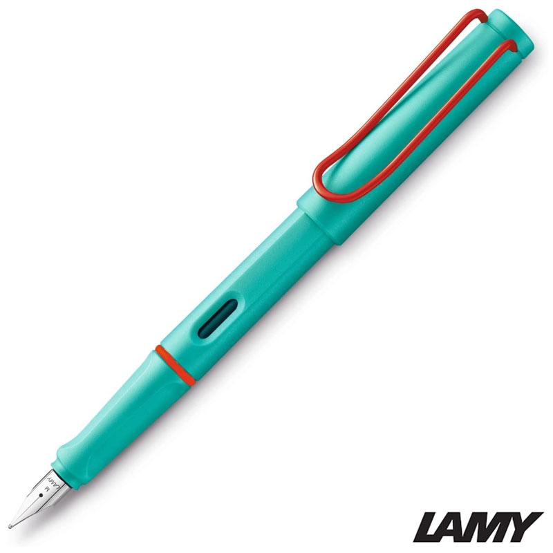 LAMY サファリ 万年筆 中字-M アクアマリン 赤クリップ リミテッドカラー キャンディカラー 2022 限定 名入れ プレゼント