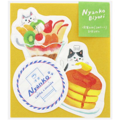 サンスター文具 ダイカットミニレターセット にゃんこ日和 洋食屋 ホットケーキ 古川紙工 コラボ かわいい 日本製 文房具 紙製品 カード レターセット 文房具を贈り物に 文具の森 大人の文具ギフト館