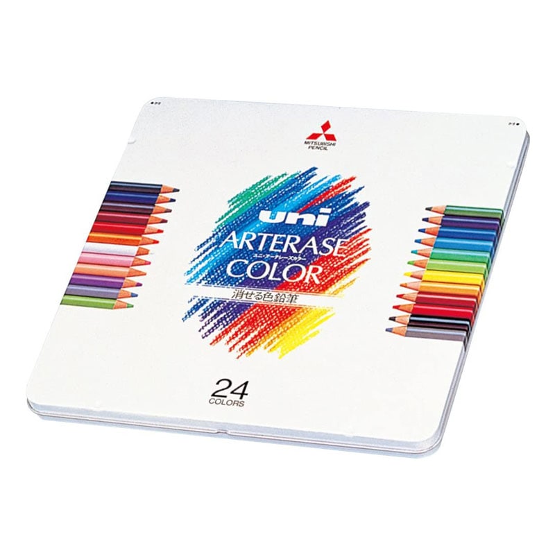 三菱鉛筆 ユニ アーテレーズカラー 消せる色鉛筆 24色 丸軸 描いて消せる 消しゴム付き 名入れ プレゼント デッサン イラスト お祝い
