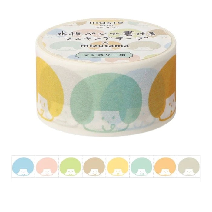 マークス mizutama 水性ペンで書けるマスキングテープ マンスリー用・おかっぱちゃん 巾22mm×5m ミシン目入り デコレーション かわいい文具