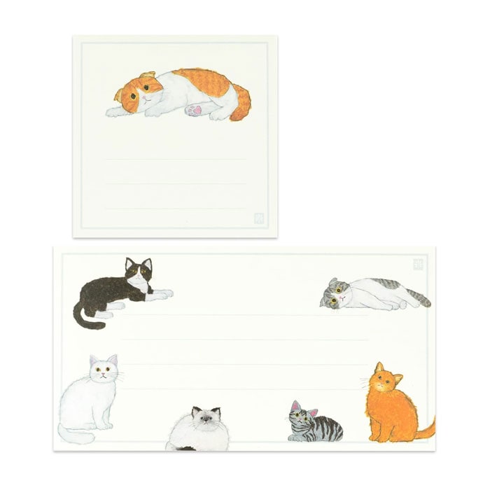 ダブル一筆箋 ネコ お手紙 2種類 オシャレ メッセージカード
