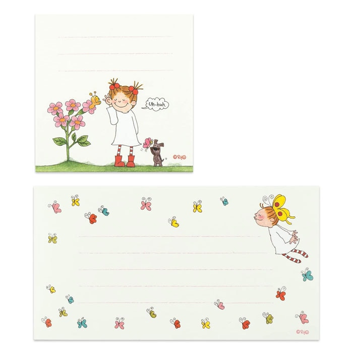 ダブル一筆箋 ココちゃん/バタフライ お手紙 2種類 オシャレ