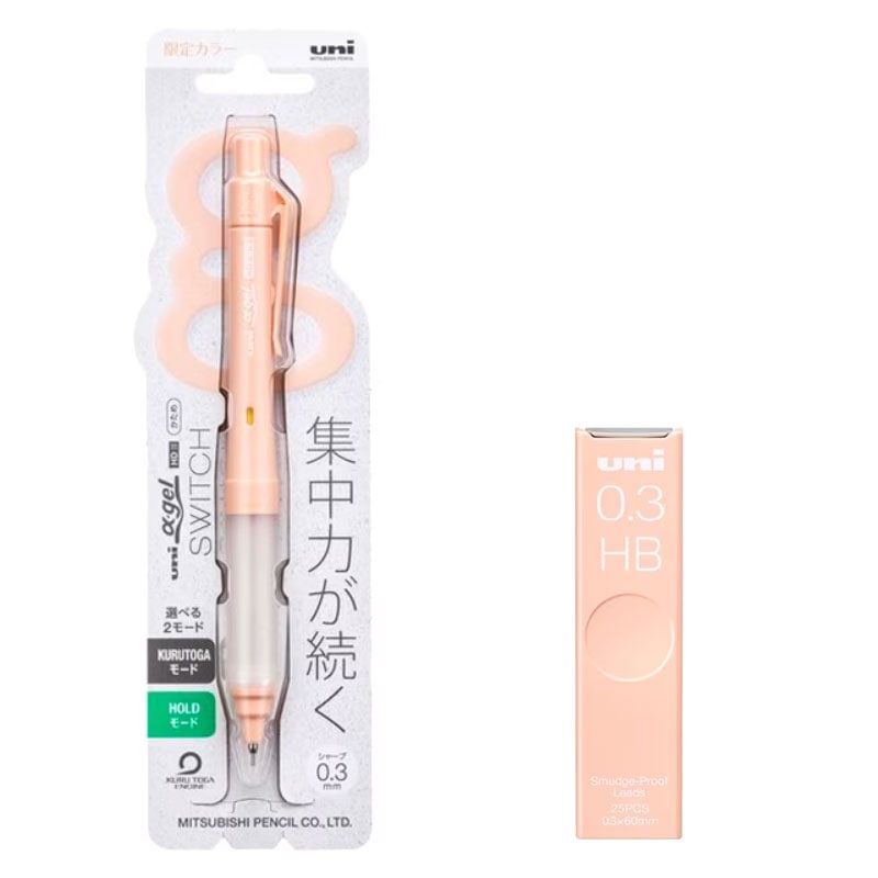 三菱鉛筆 ユニ アルファゲル スイッチ ペールオレンジ シャープペンシル 0.3 替え芯付き クルトガ 安定した筆記 プレゼント 限定