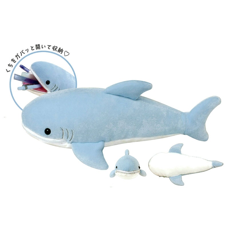 くちガバ！ ぬいぐるみポーチ サメ カミオジャパン ペンポーチ ペン 