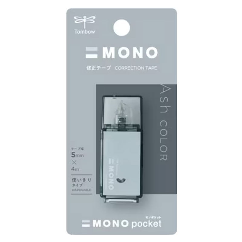 トンボ鉛筆 MONO pocket アッシュカラー スチール 5mm×4m 修正テープ 使い切り 限定 女子中学生 オシャレ かわいい