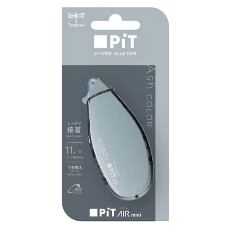 トンボ鉛筆 Pit AIR mini アッシュカラー スチール 6mm×11m テープのり 詰め替え 限定 女子中学生 オシャレ かわいい