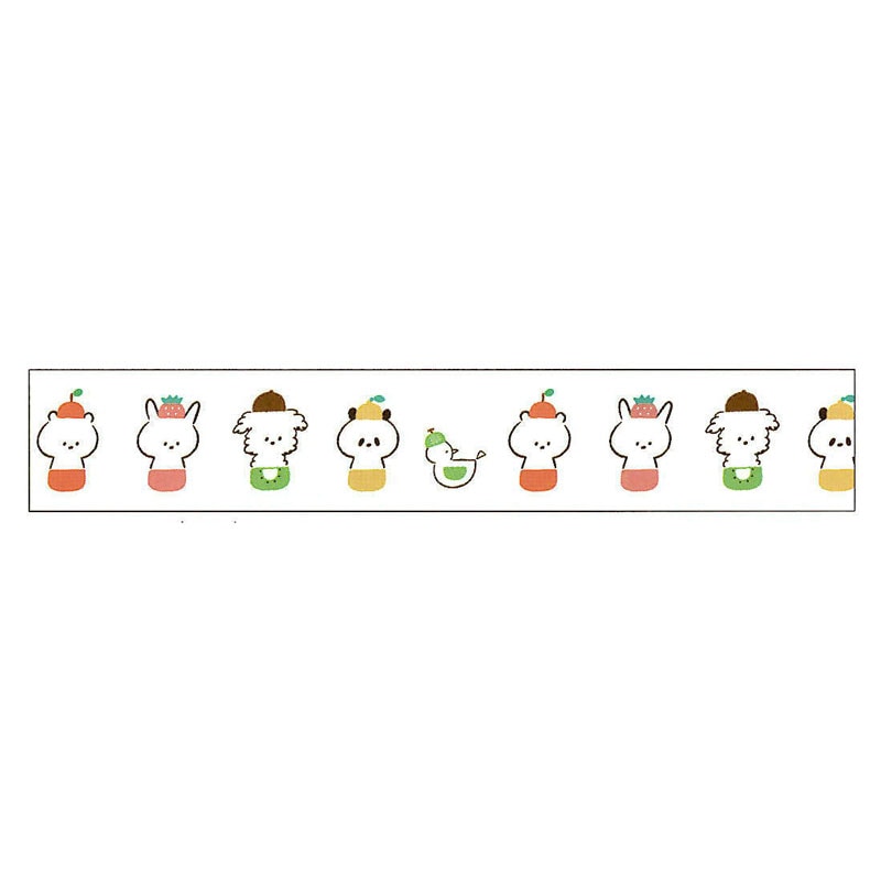 mizutama マスキングテープ どうぶつ パピアプラッツ 巾18mm×7m カモ井 コラボ かわいい文具 デコレーション