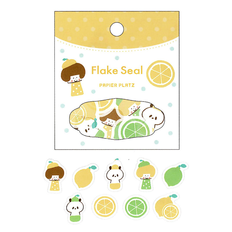 mizutama フレークシール フルーツちゃん レモン パピアプラッツ かわいい文具 デコレーション