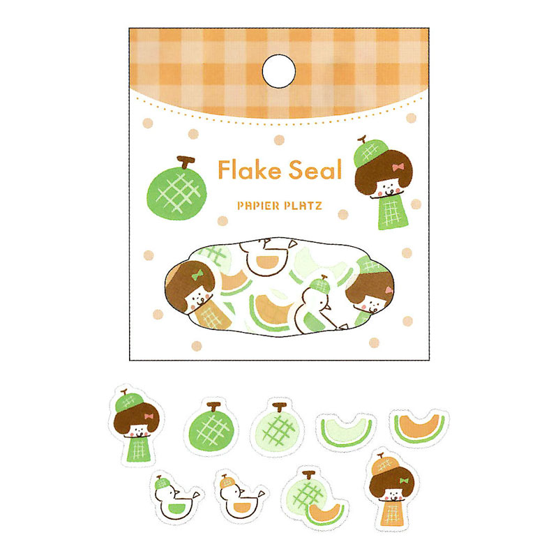 mizutama フレークシール フルーツちゃん メロン パピアプラッツ かわいい文具 デコレーション