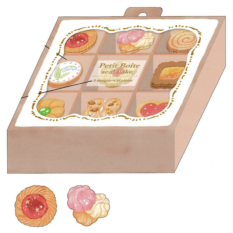 カミオジャパン プチボワットシールフレーク クッキー ステッカー ちいさな箱 デコレーション 36枚入り プレゼント