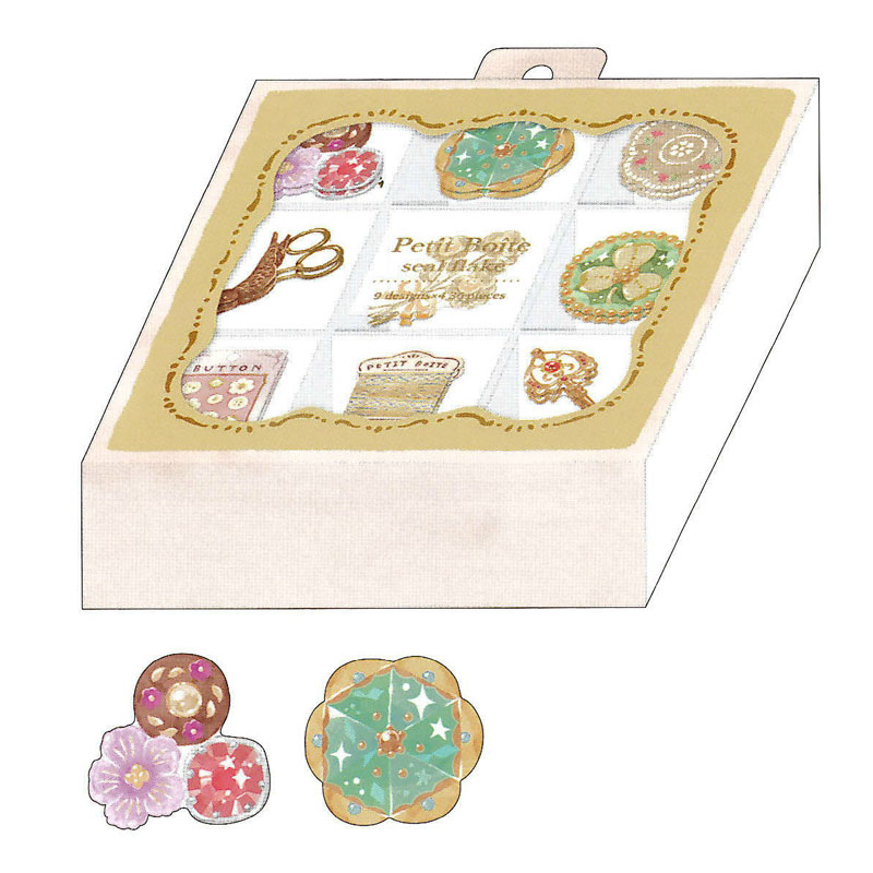 カミオジャパン プチボワットシールフレーク ブロカント ステッカー ちいさな箱 デコレーション 36枚入り プレゼント