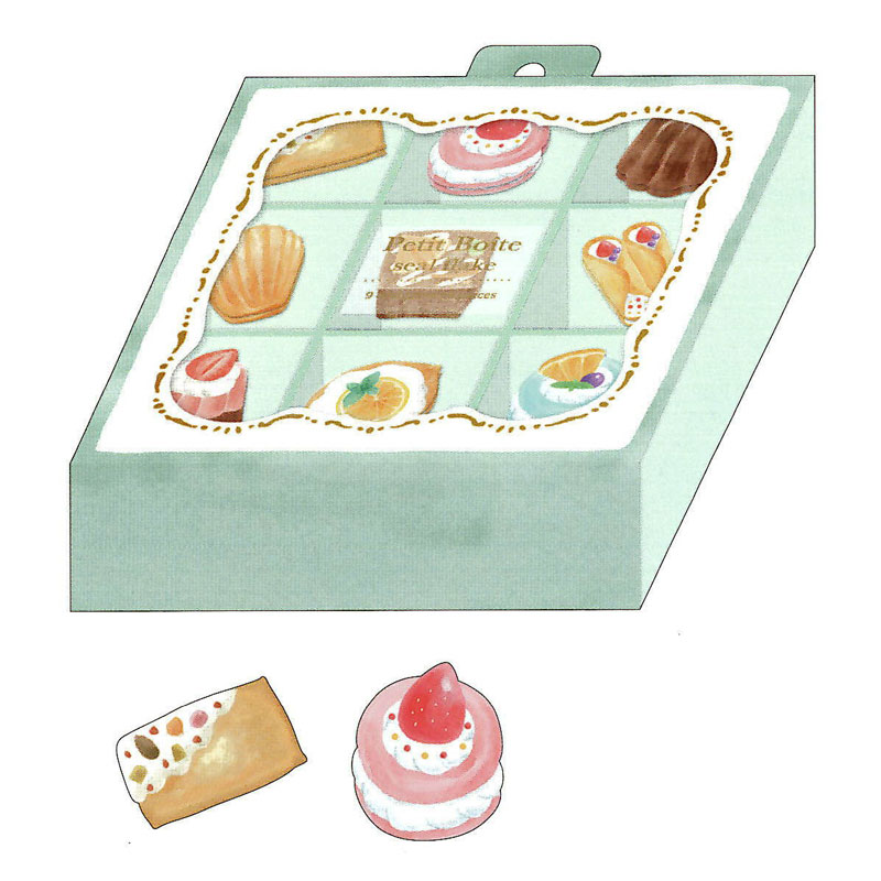 カミオジャパン プチボワットシールフレーク プティフール ステッカー ちいさな箱 デコレーション 36枚入り プレゼント