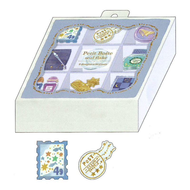 カミオジャパン プチボワットシールフレーク ステーショナリー ステッカー ちいさな箱 デコレーション 36枚入り プレゼント