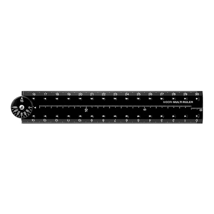 ミドリ マルチ定規 30cm ブラック 50個セット 名入れ ノベルティ 記念品 目盛りがはっきり見える不透明 グッドデザイン賞 オシャレ 折りたたみ式