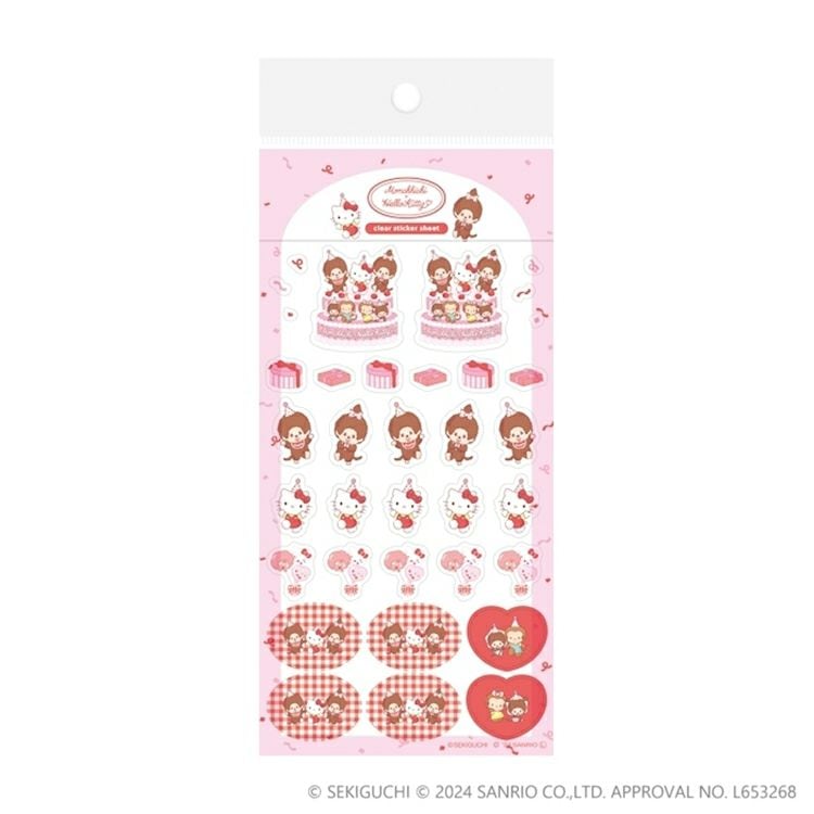 古川紙工 モンチッチ×ハローキティ 50th Anniversary 透明シールシート パーティー B アニバーサリー レトロ かわいい 限定 デコレーション 日本製