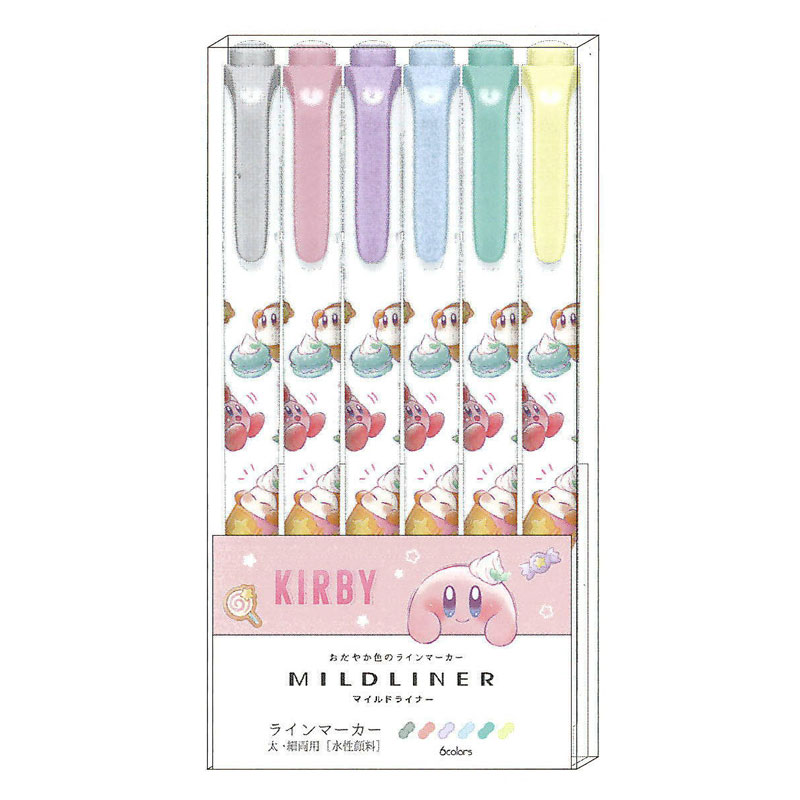 カミオジャパン 星のカービィ マイルドライナー 6色セット ゼブラ 蛍光ペン マーカー 限定 水性顔料 プレゼント 日本製