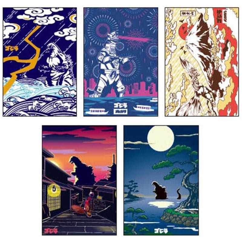 ポストカード5枚セット JAPANESE ART ゴジラ B アート作品 和柄 プレゼント 怪獣王ゴジラ おみやげ