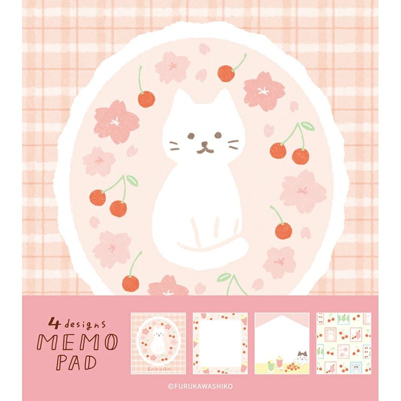古川紙工 4designs MEMO PAD フレッシュさくら メモ 100枚綴り かわいい 日本製 4柄