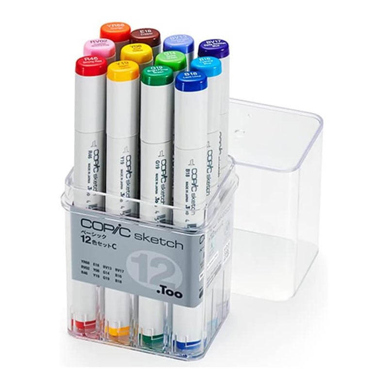【国内正規品】コピック スケッチ ベーシック12色セットC COPIC Sketch Basic Set C アルコールマーカー スタンダードモデル 初心者向け イラスト マンガ アート デザイン用 海外発送対応