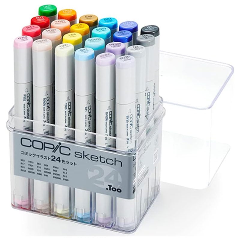 【国内正規品】コピックスケッチ コミックイラスト24色セット 混色・グラデーションに最適 COPIC Sketch Markers 全358色対応 基本色 アルコールマーカー 海外発送対応