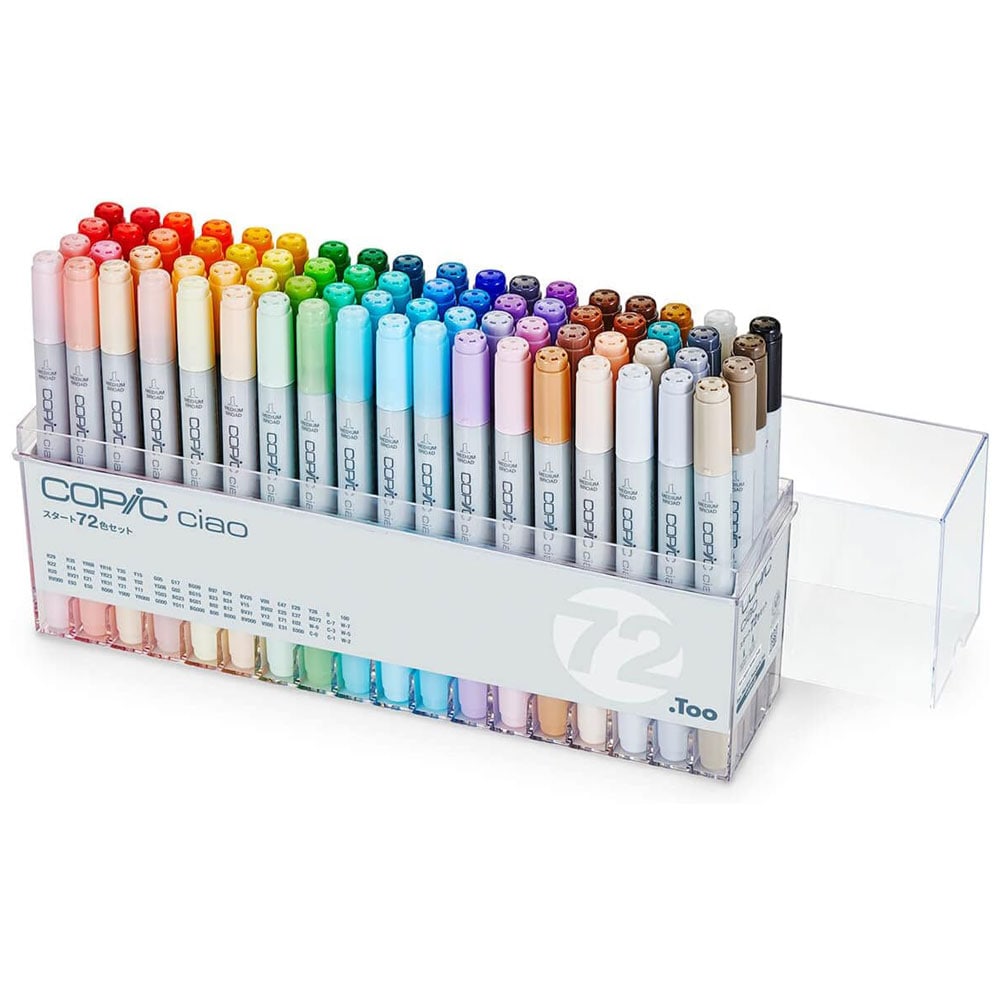 【国内正規品】コピック チャオ スタート72色セット COPIC ciao start Set アルコールマーカー エントリーモデル 初心者向け イラスト マンガ アート デザイン用 リフィル対応＆ツインニブ 海外発送対応