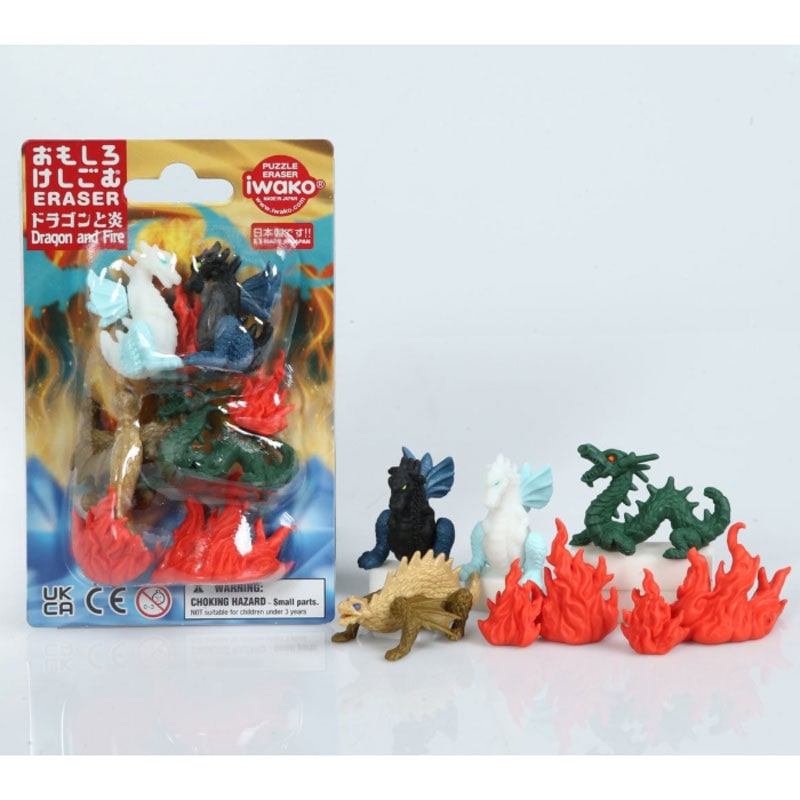 イワコー おもしろ消しゴム ブリスターパック ドラゴンと炎 グッズ コレクション プレゼント 日本製 おみやげ