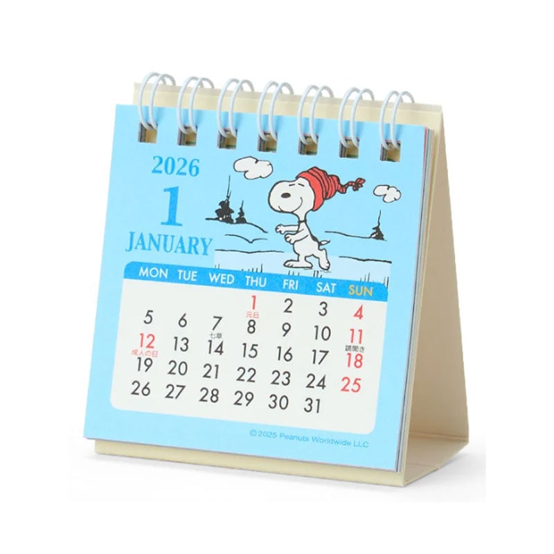 サンリオ 2026年 リングミニカレンダー スヌーピー 卓上タイプ オシャレ