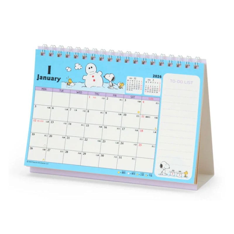 サンリオ 2026年 リングカレンダーM スヌーピー 卓上タイプ 月曜始まり メモスペース付き スケジュール管理