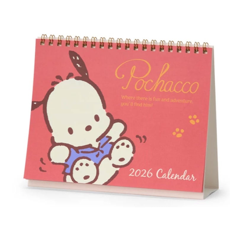 サンリオ 2026年 リングカレンダー ポチャッコ 卓上タイプ 予定シール付き スケジュール管理