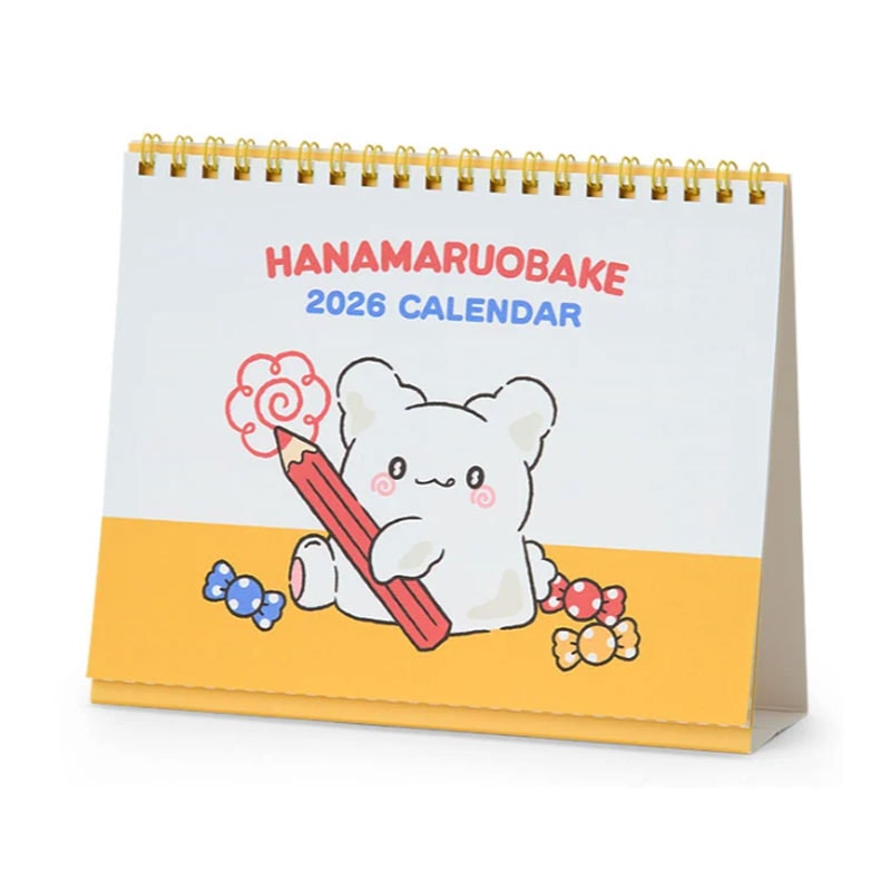 サンリオ 2026年 リングカレンダー はなまるおばけ 卓上タイプ 予定シール付き スケジュール管理