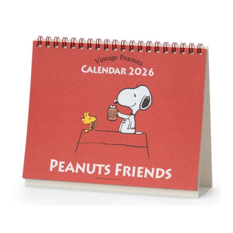 サンリオ 2026年 リングカレンダー スヌーピー 卓上タイプ 予定シール付き スケジュール管理