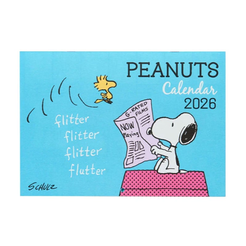 サンリオ 2026年 ウォールカレンダー 横 スヌーピー 壁掛け 予定シール付き 書き込みスペース有 スケジュール管理 ポケット付き