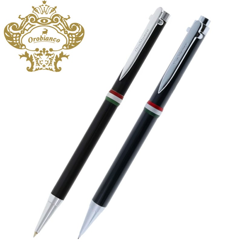 オロビアンコ ラ・スクリヴェリア ボールペン・シャープペンシル シルバー 2本セット 高級品 名入れ オシャレ プレゼント お祝い イタリア