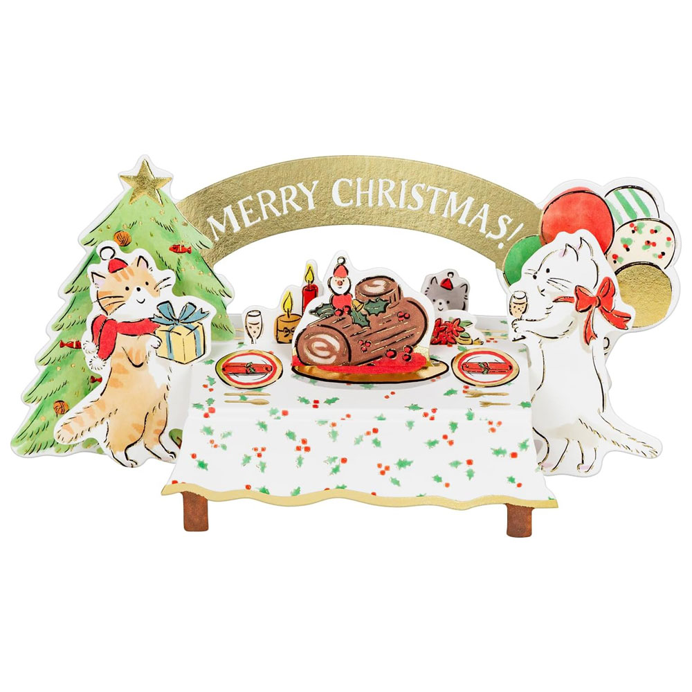 グリーティングライフ クリスマス テーブルカード キャット プレゼント メッセージカード お祝い