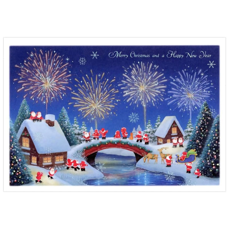 グリーティングライフ ミニサンタカード 花火 カワイイ、キレイなクリスマスカード プレゼント メッセージカード