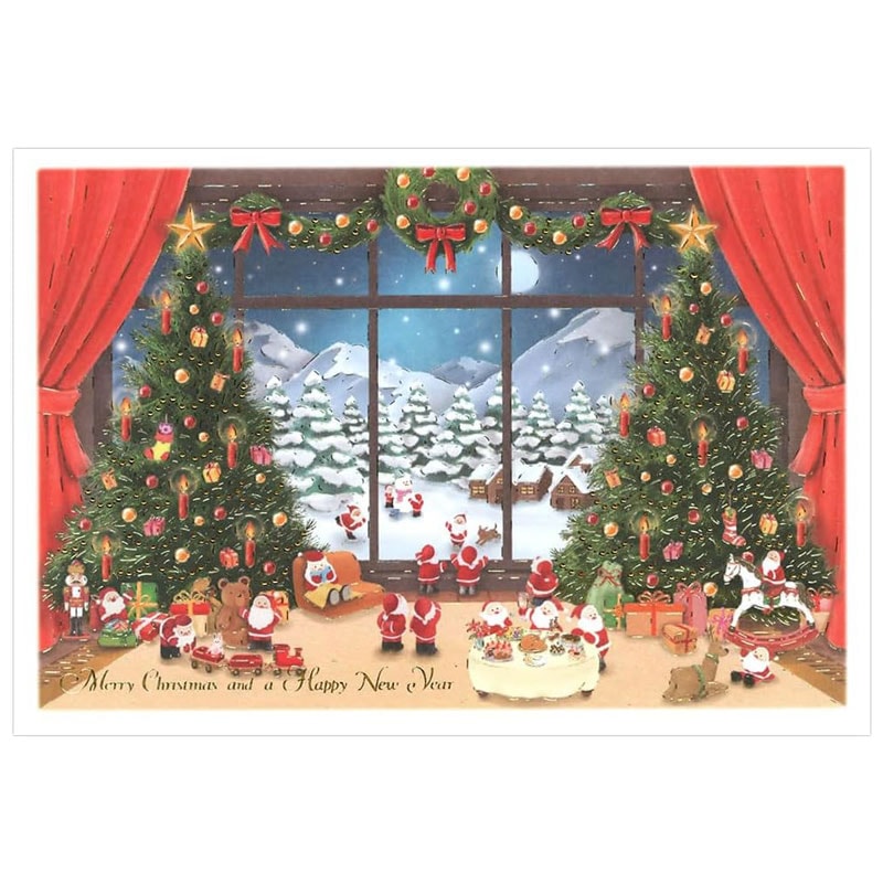 グリーティングライフ ミニサンタカード 雪景色 カワイイ、キレイなクリスマスカード プレゼント メッセージカード