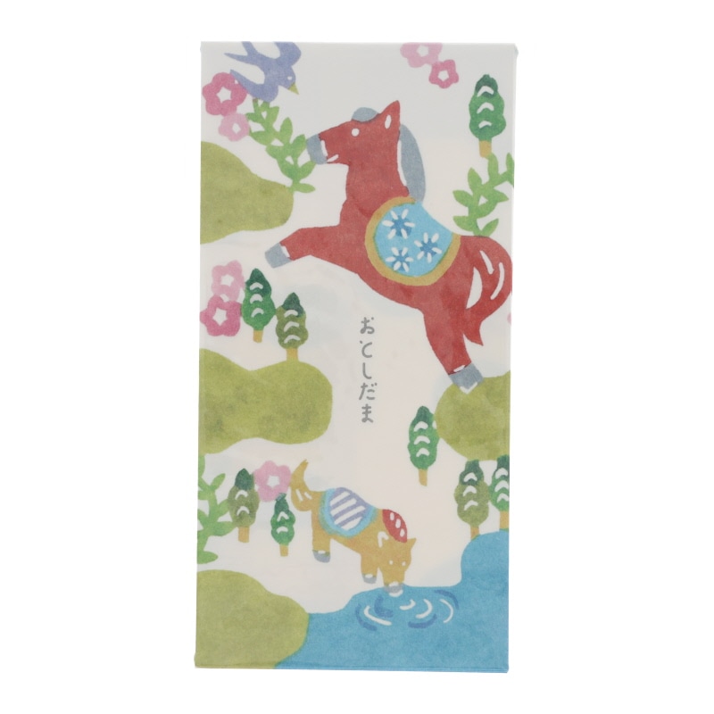 干支ポチ袋 長ぽち 型染ウマ 紙ing 2026 午年 3枚入り 封シール付き 日本製 お祝い 新札用 お年玉袋 万円袋 限定 和柄