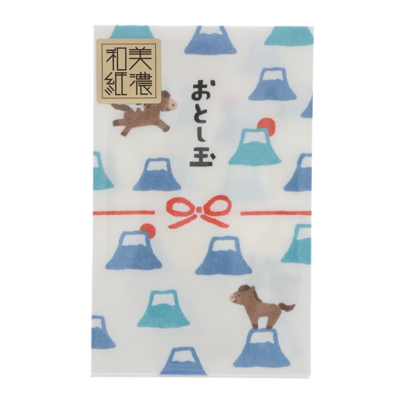 古川紙工 2026年 美濃和紙 お年玉ぽち袋 富士山午 午年 3枚入り 日本製 お祝い お年玉袋 限定 和柄