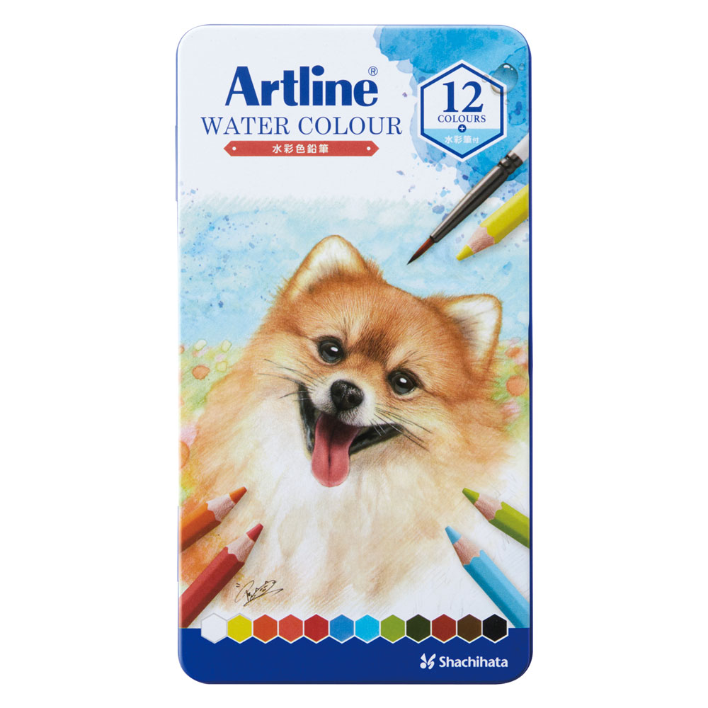 Artline 水彩色鉛筆 12色セット 六角軸 名入れ無料 贈り物 入学祝 プレゼント お祝い オシャレ かわいい アニマル