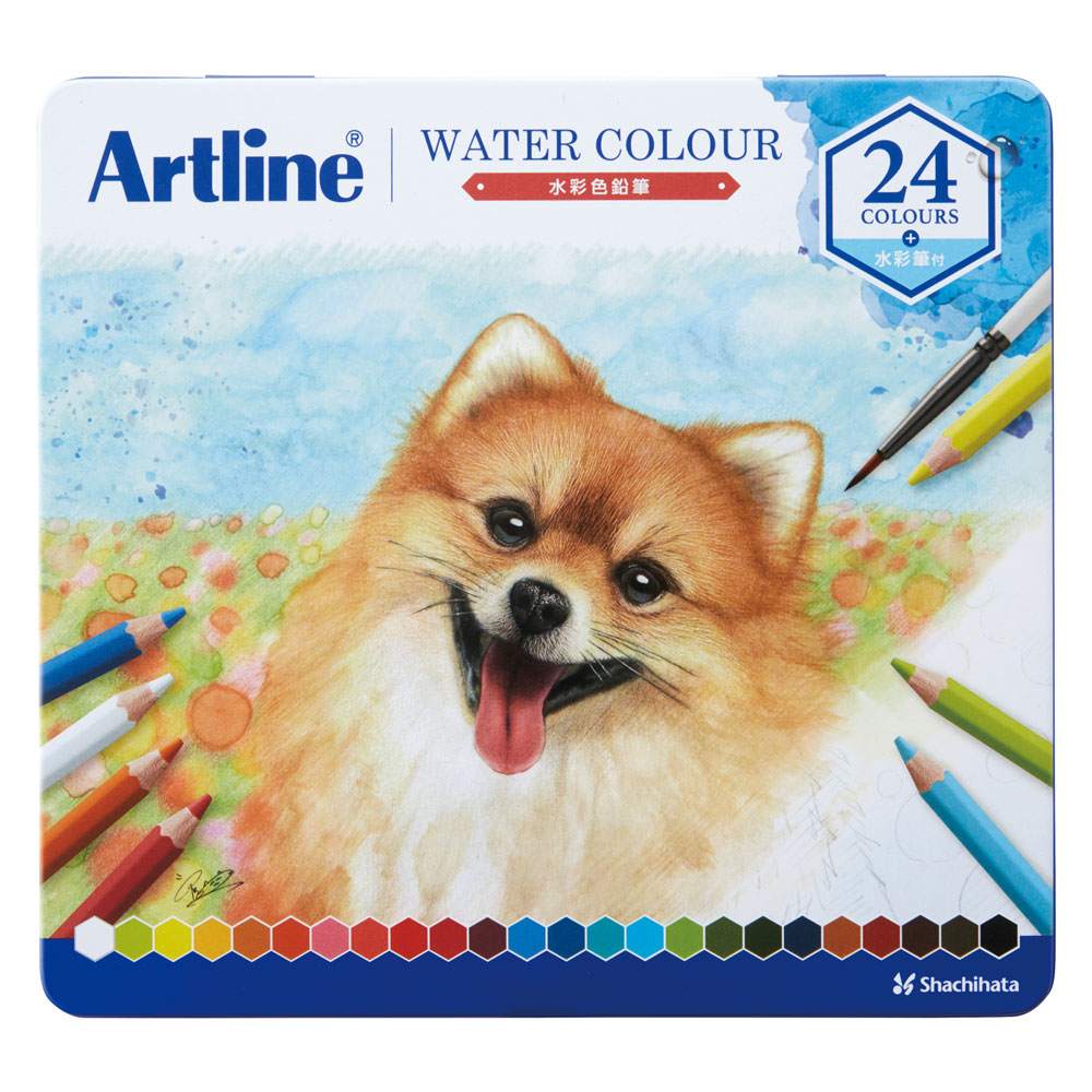 Artline 水彩色鉛筆 24色セット 六角軸 名入れ無料 贈り物 入学祝 プレゼント お祝い オシャレ かわいい アニマル