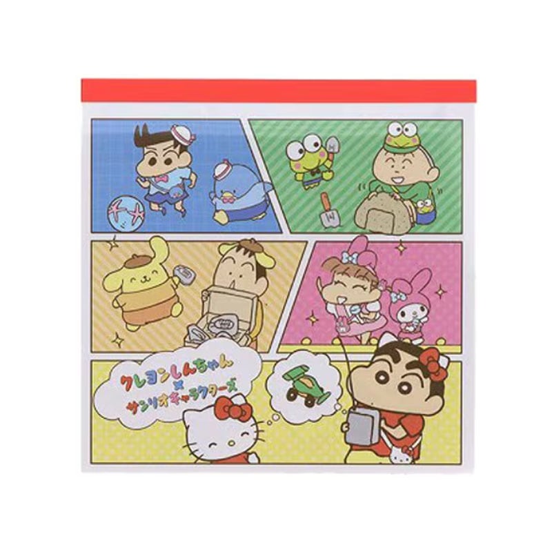 サンスター文具 クレヨンしんちゃん×サンリオキャラクターズ スクエアメモ カスカベ防衛隊 4柄 100枚 プレゼント 限定