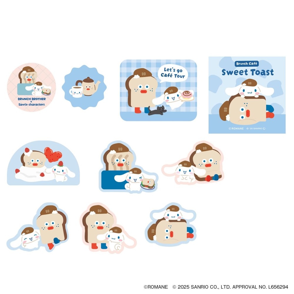 ブランチブラザー×サンリオキャラクターズ フレークステッカー トースト×シナモロール 20枚 コラボ かわいい グッズ マークス 限定 プレゼント デコレーション