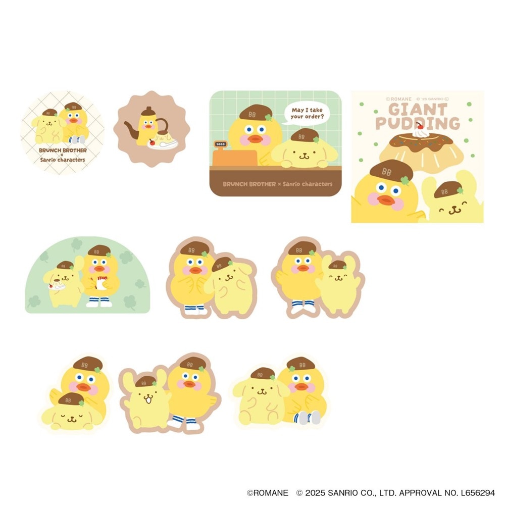 ブランチブラザー×サンリオキャラクターズ フレークステッカー ダック×ポムポムプリン 20枚 コラボ かわいい グッズ マークス 限定 プレゼント デコレーション